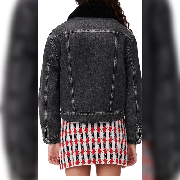 Maje Birche Faux Fur-Trim denim Jacket - Picture 3 of 7